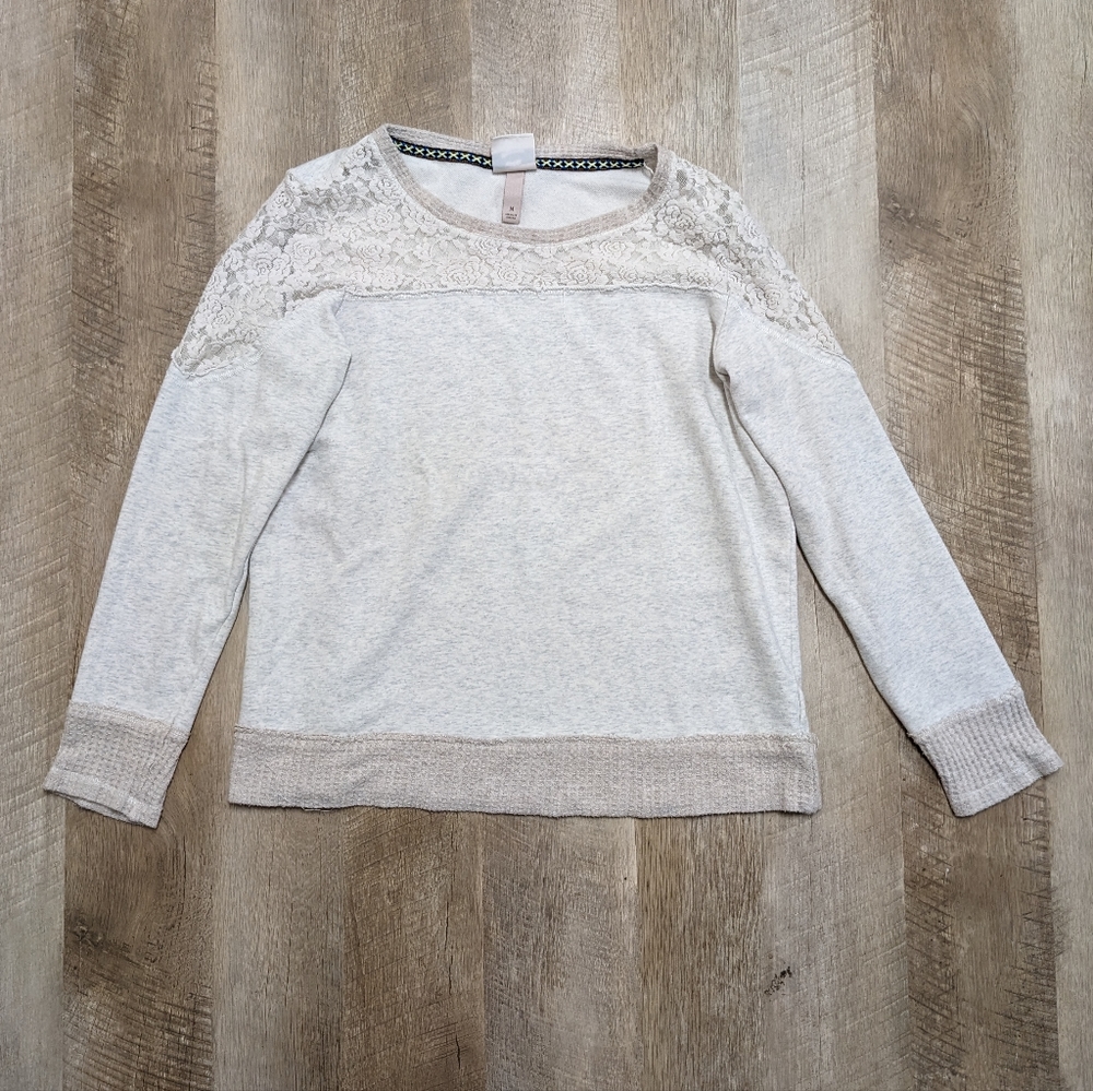 Knox Rose White Lace Trim Sweater Top